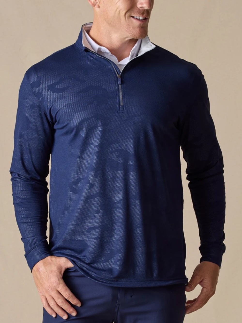 Straight Down Mens Sherman Qtr Zip Golf blue camo sz M